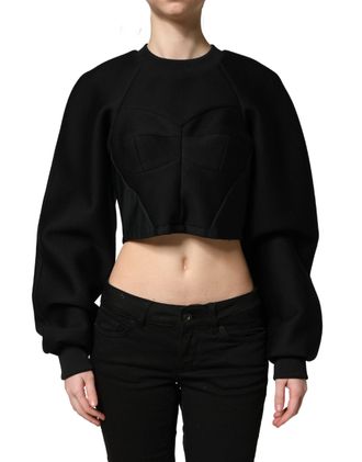 Alberta Ferretti Cropped ZipperBack Sweatshirt Womens Sweater
