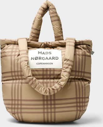 Mads Norgaard Womens Pillow tartan rugged fabric puffy tote bag