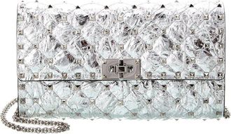 Valentino Rockstud Spike Grainy Leather Wallet On Chain
