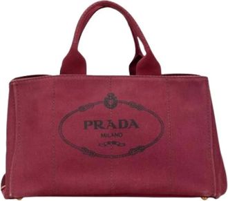 Prada Pre-owned Tote Bags, female, Red, Size: ONE SIZE Pre-owned Vintage Canvas Tote Bag