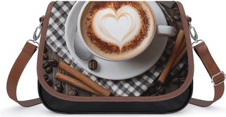 Generic Coffee Cup And Coffee Beans on Old Wooden Table Crossbody Bags for Women Shoulder Messenger Bag Purse Handbags