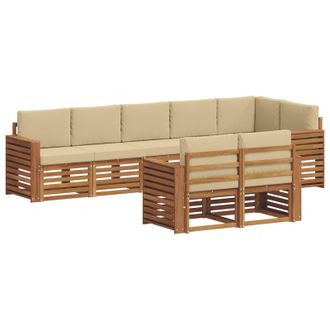 vidaXL Conjunto De Sof&aacute;s De Exterior 8 Uds. Natural Y Beige Poli&eacute;ster Vidaxl