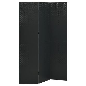 vidaXL Biombo Divisor De 3 Paneles Acero Negro 120x180 Cm Vidaxl