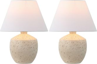 Jonathan Y Designs Myron 18 Minimalist Scandinavian Concrete Effect Resin/Iron LED Table Lamp in Cream at Nordstrom