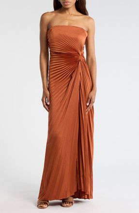 A.L.C. Layla Strapless Pleated Gown in Red Rock at Nordstrom Rack, Size 0