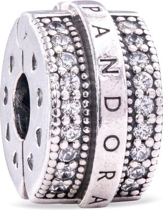 Pandora Sparkling Pave Lines & Logo Clip Charm