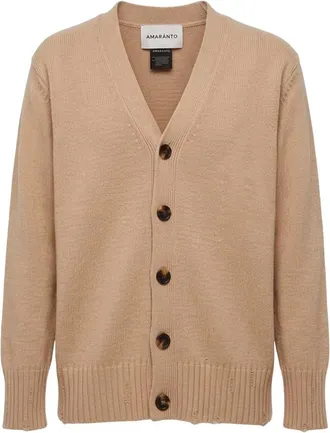 Amaranto Amar&aacute;nto - Wol en kasjmier vest - Heren - Truien - Beige - Maat: S Wol