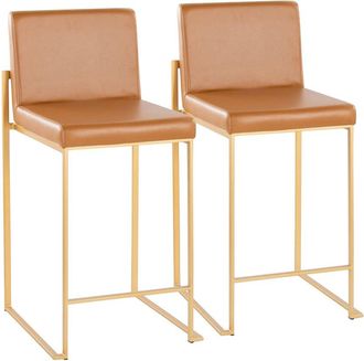 LumiSource Grand View Set Of 2 Fuji High Back 30In Fixed-Height Barstools