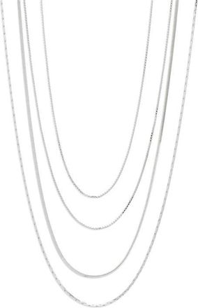 Nordstrom Demi Fine Layered Chain Necklace in Sterling Silver Plated at Nordstrom