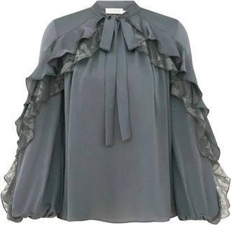 Zimmermann H26 Jas - Dames - Blouses - Blauw - S - Overhemden