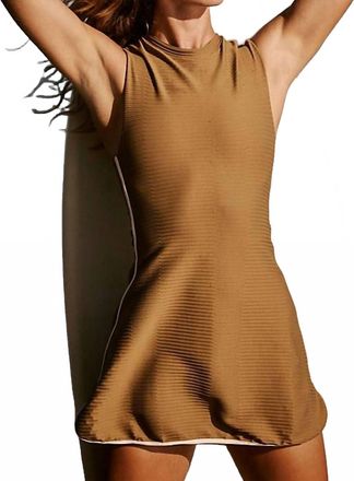 Acacia Alma Piped Double Ribbed Tennis Dress In Bear