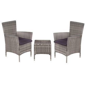 vidaXL Set Mesa Y Sillas Bistr&oacute; Jard&iacute;n 3 Pzas Rat&aacute;n Sint&eacute;tico Marr&oacute;n Vidaxl