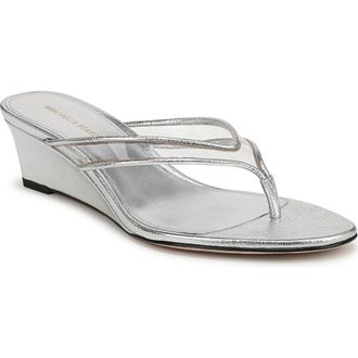 Veronica Beard Clea Wedge Flip Flop in Clear/Silver at Nordstrom, Size 6.5