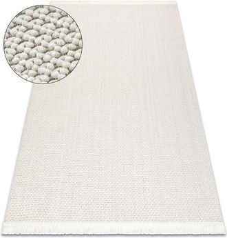 RugsX Rugsx - Carpet nano FH92A Plain, loop, flat woven white white 80x150 cm