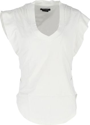 Isabel Marant Flutter Sleeve Top in White Cotton