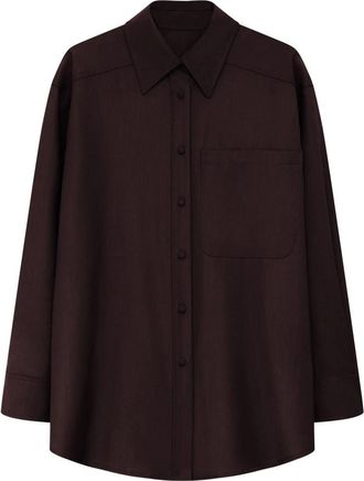 Margaux Lonnberg Chemise - Dames - Overhemden - Bruin - XS - Wol - Overhemden