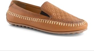 Andrea Womens Leather Flat Loafer In Honey