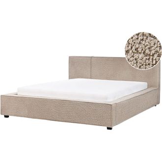 Beliani Cama Con Somier Moderna Con Cabecero De Boucl&eacute; Gris Pardo 160 X 200 Cm Mirande