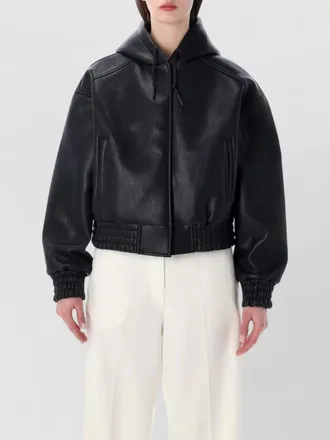 Frankie Shop jackson hooded eco leather bomber jacket