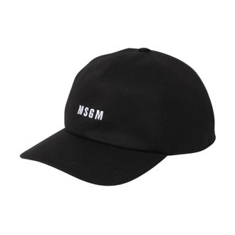 Msgm Geborduurd Logo Baseballpet - Heren - Petten - Zwart - ONE Size - Katoen - Accessoires