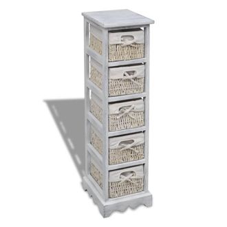 vidaXL Estanter&iacute;a Con 5 Cestas Tejidas Madera Blanco Vidaxl