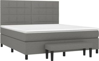 vidaXL Vidaxl - Cama Box Spring Con Colch&oacute;n Tela Gris Oscuro 180x200 Cm