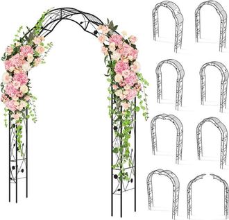Costway Costway - Arco De Jard&iacute;n De Metal, 2 Medios Arcos, Enrejado De Arco Para Plantas Trepadoras, Rosas, Enredaderas, P&eacute;rgola De Enrejado Con 7 Maneras De 