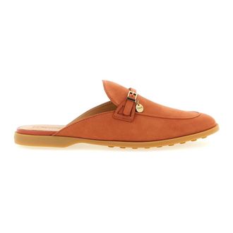 Tod's Silky Nubuck Sabot - Dames - Slip ons - Oranje - 39 EU - Leer - Schoenen
