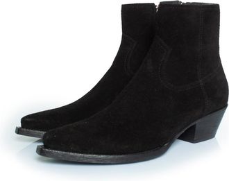 Saint Laurent Lukas leren su&egrave;de enkellaarsjes in zwart