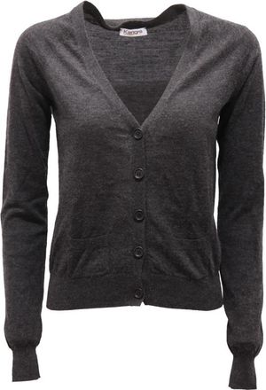 KANGRA Slim Modello Corto Cardigan - Dames - Ronde hals truien - Grijs - L - Wol - Truien & Vesten