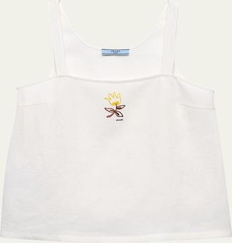 Prada Embroidered Linen Top