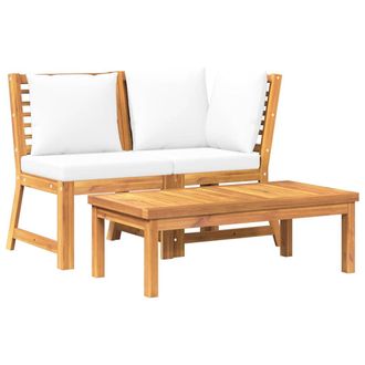 vidaXL Muebles De Jard&iacute;n 3 Pzas Madera Maciza De Acacia Cojines Crema Vidaxl