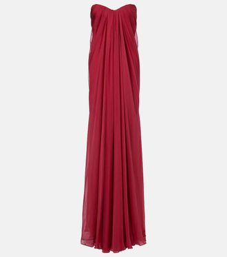 Alexander McQueen Draped silk chiffon bustier gown