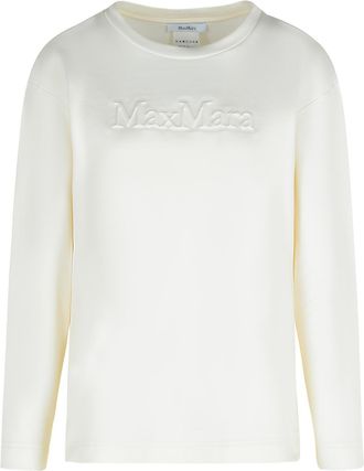 Max Mara berma Sweatshirt In White Silk And Cotton