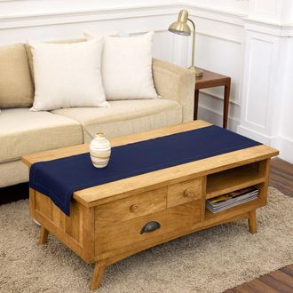 Solino Home Linen Table Runner for Dining Table, Holiday and Everyday Table Decor - Classic Hemstitch in Navy at Nordstrom, Size X-Large