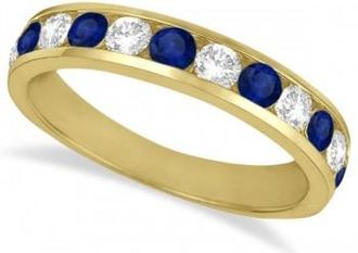 Allurez Channel-Set Sapphire & Diamond Ring Band 14k Yellow Gold (1.20ctw)