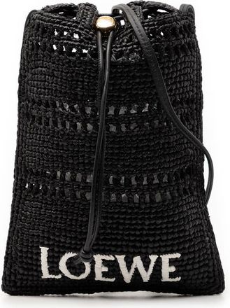 Loewe Pre-owned Loewe Paula Ibiza Raffia Drawstring Pocket Crossbody Unisex 052510