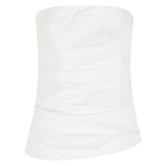 SIMKHAI Sleeveless Tops, female, White, Size: 2XS Emerson Ruched Bustier