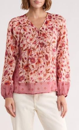 Daniel Rainn Floral Print Peasant Top in Vintage Pink at Nordstrom Rack, Size X-Small