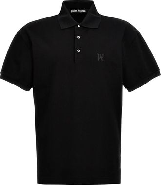 Palm Angels Monogram Polo Shirt - Heren - Polos - Zwart - XL - Polyester - Tops