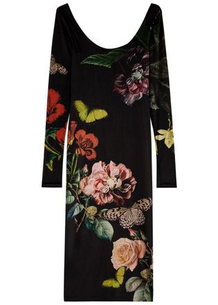 Alice & Olivia Delora Floral-print Velvet Midi Dress - Multicoloured 1 - 6 (UK10 / S)