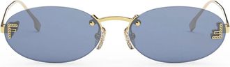 Fendi First Crystal Gold Oval Sunglasses