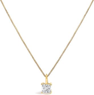 House of Brilliance 14K Gold Lab Grown Princess Diamond Solitaire Pendant Necklace