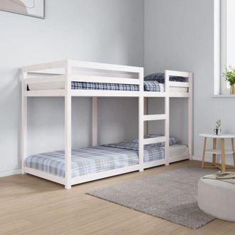 vidaXL Letto a Castello Bianco 75x190 cm in Legno Massello di Pino - Vidaxl