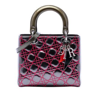 Dior Pre-owned Dior Anselm Reyle Medium Metallic Lambskin Cannage Lady Dior Ladies F3Y1O8XEBY9DK296