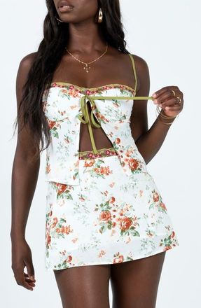 Princess Polly Ringa Rosey Tie Front Camisole in White Multi at Nordstrom, Size 12