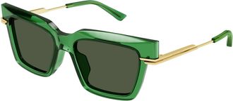 Bottega Veneta Green Square Ladies Sunglasses BV1242S 003 53