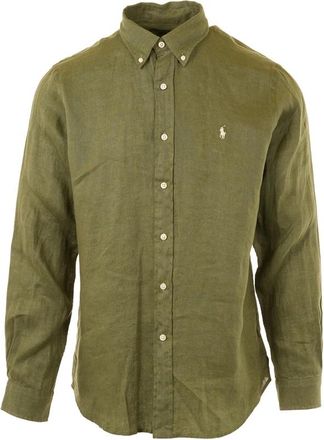 Polo Ralph Lauren Long Sleeve Sport Shirt - Heren - Casual Overhemden - Groen - 2XL - Linnen - Overhemden