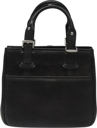 Burberry Nova Check Black Leather Handbag (Pre-Owned)