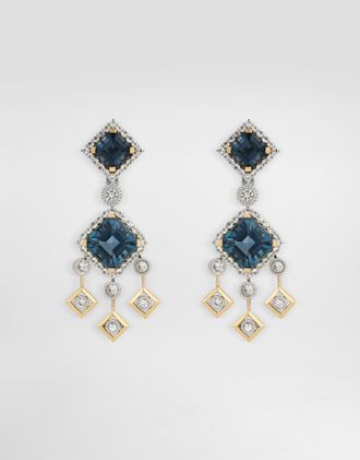 Dolce & Gabbana Eleganza Earrings 18-carat White And Yellow Gold, Topazes, And Sapphires - Woman Earrings Gold Onesize